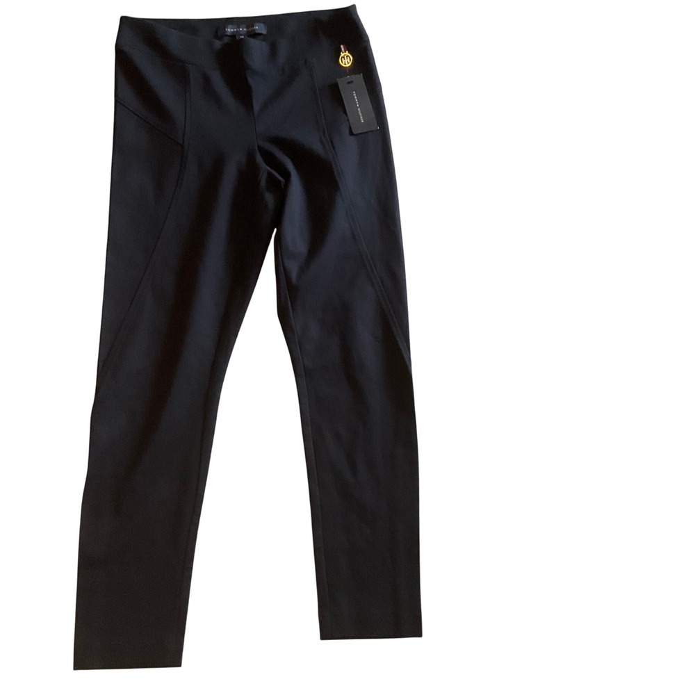 Tommy Hilfiger‎ Black Leggings S/P Small Petite Seamed Stretchy New With Tags
